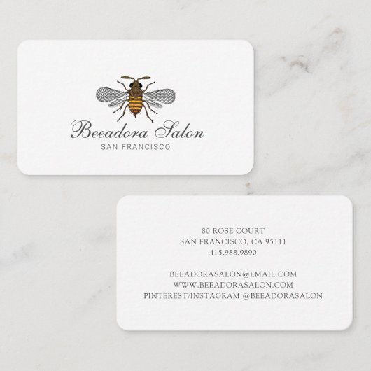 Schattigee Honey Bee Beauty en Hair Salon Visitekaartje (Voorkant / Achterkant)
