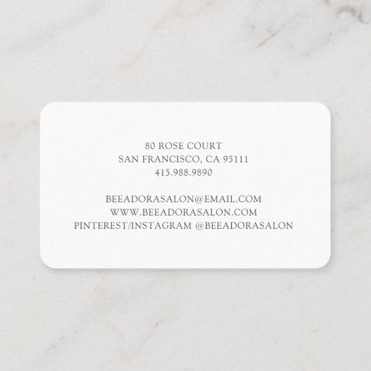 Schattigee Honey Bee Beauty en Hair Salon Visitekaartje (Achterkant)