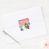 Schattigee Honey BEE Kerstfeest holi Vierkante Sticker (Envelop)