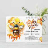 Schattigee Honeybee Meisje Baby shower Invitation Kaart (Staand voorkant)