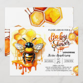 Schattigee Honeybee Meisje Baby shower Invitation Kaart (Voorkant / Achterkant)