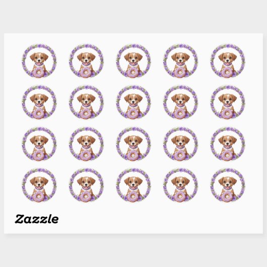 Schattigee hongerige lavendel puppy Sticker (Vel)