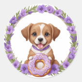 Schattigee hongerige lavendel puppy Sticker (Voorkant)
