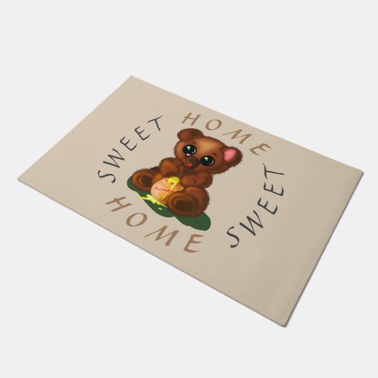 Schattigee Honing Beer Deurmat met Tekst (Schuin)