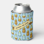 Schattigee Honing Beer knijp de dag! 80s retro art Blikjeskoeler (Blikje Voorkant)