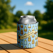 Schattigee Honing Beer knijp de dag! 80s retro art Blikjeskoeler