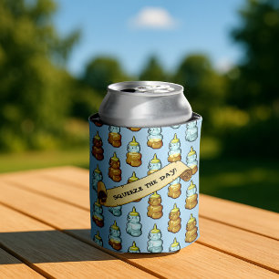 Schattigee Honing Beer knijp de dag! 80s retro art Blikjeskoeler