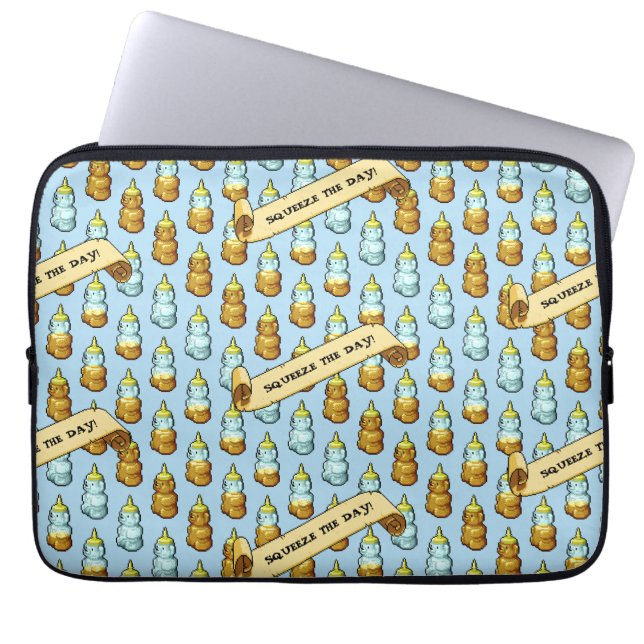 Schattigee Honing Beer knijp de dag! 80s retro art Laptop Sleeve (Voorkant)
