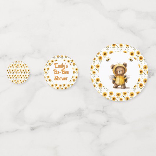 Schattigee honingbij Beer Ba-Bee Shower Confetti (Achterkanten)