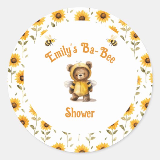 Schattigee honingbij Beer Ba-Bee Shower Ronde Sticker (Voorkant)