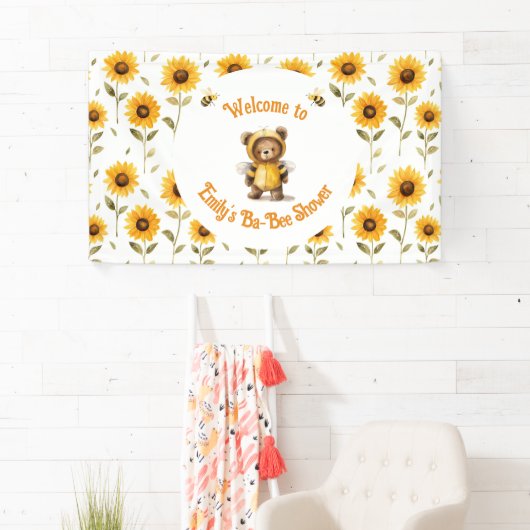 Schattigee honingbij Beer Ba-Bee Shower Spandoek (Insitu)