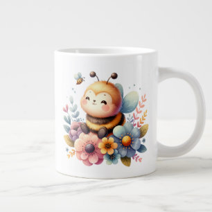 Schattigee honingbij bloemig grote koffiekop
