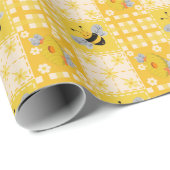 Schattigee honingbij en bijenkorven cadeaupapier (Rol Hoek)