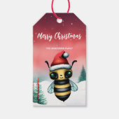 Schattigee honingbij Kerstfeest Sneeuw kinderen Cadeaulabel (Voorkant)