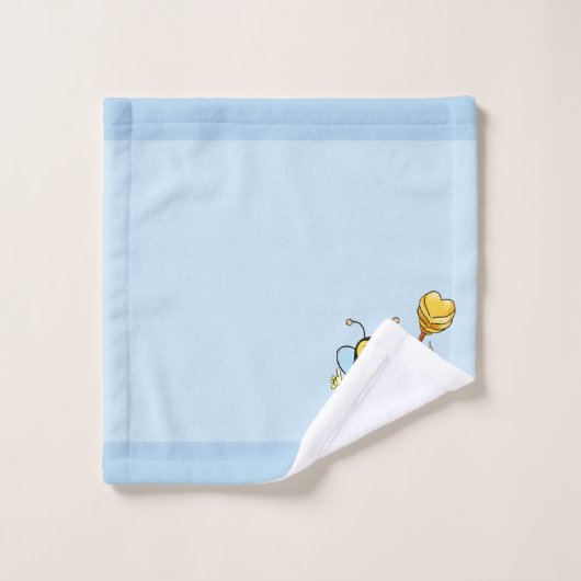 Schattigee honingbij op lichtblauw bad handdoek (Wasdoekje)