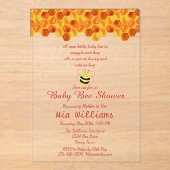 Schattigee honingbij thema Baby shower Acryl Uitnodigingen (Voorkant)