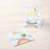 Schattigee honingbij verjaardagsfeestje kartonnen onderzetters (Insitu)