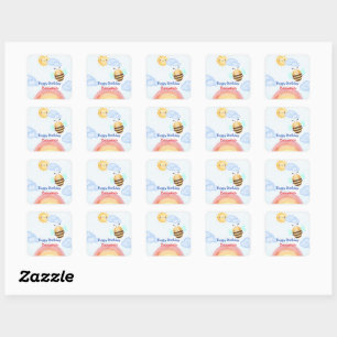 Schattigee honingbij verjaardagsfeestje vierkante sticker