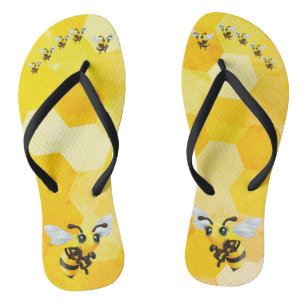 Schattigee honingbij zwarte en gele Teenslippers