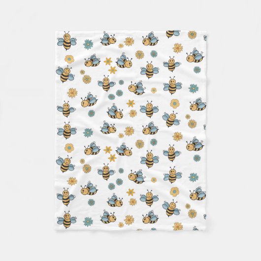 Schattigee Honingbijen & Bloemen Wildbloemen Fleece Deken (Voorkant)