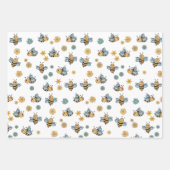 Schattigee Honingbijen & Bloemen Wildbloemen Inpakpapier Vel (Voorkant)