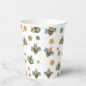 Schattigee Honingbijen & Bloemen Wildbloemen Papieren Bekers (Rechts)