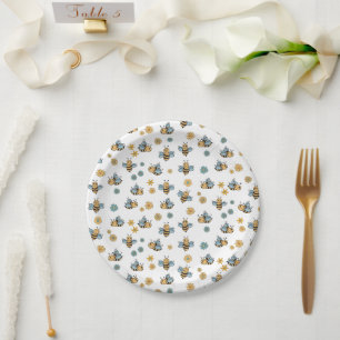 Schattigee Honingbijen & Bloemen Wildbloemen Papieren Bordje