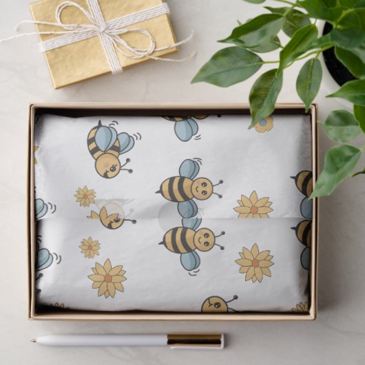 Schattigee Honingbijen & Bloemen Wildbloemen Tissuepapier (Geschenk)