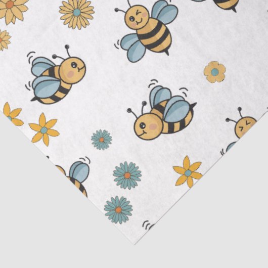 Schattigee Honingbijen & Bloemen Wildbloemen Tissuepapier (Detail)