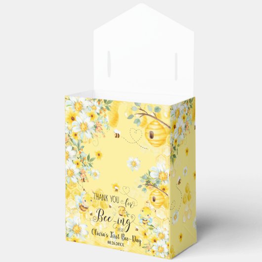 Schattigee Honingbijen Geel Bloemen 1e Verjaardag  Bedankdoosjes (Open)