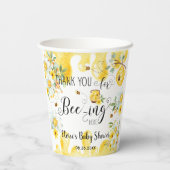 Schattigee Honingbijen Geel Bloemen Baby shower Papieren Bekers (Achterkant)