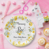 Schattigee Honingbijen Geel Bloemen Baby shower Papieren Bordje (Feest)
