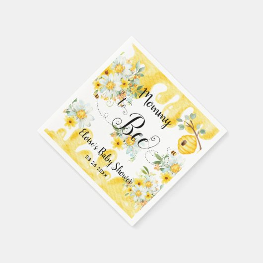 Schattigee Honingbijen Geel Bloemen Baby shower Servet (Hoek)