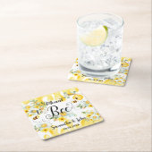 Schattigee Honingbijen Geel Bloemen Trouwen Bedoel Kartonnen Onderzetters (Insitu)