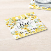 Schattigee Honingbijen Geel Bloemen Trouwen Bedoel Kartonnen Onderzetters (Schuin)