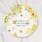 Schattigee Honingbijen Geel Bloemen Verjaardag Bab Bedankjes Labels (Achterkant)