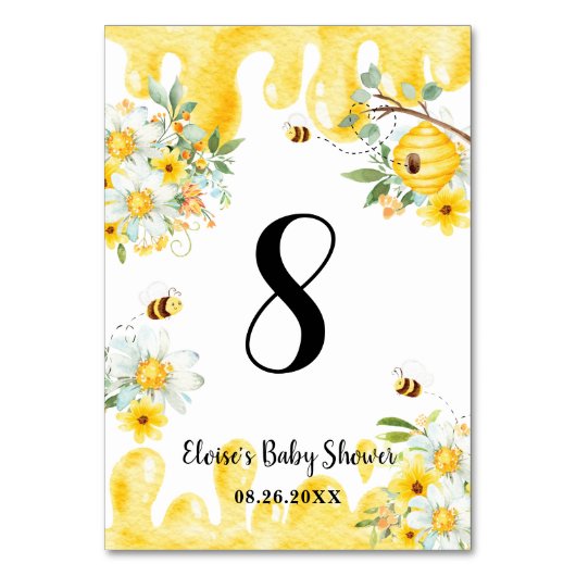 Schattigee Honingbijen Geel Bloemen Verjaardag Bab Kaart (Voorkant)