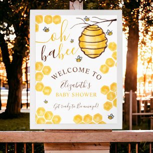 Schattigee honingraat bijenkorf welkom baby shower poster