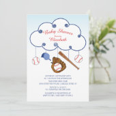 Schattigee honkbal baby douche uitnodigingen (Staand voorkant)