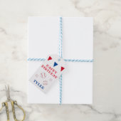 Schattigee honkbal bunting flags jongen verjaardag cadeaulabel (Met Touw)