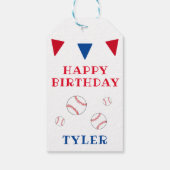 Schattigee honkbal bunting flags jongen verjaardag cadeaulabel (Achterkant)