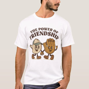 Schattigee honkbal en handschoen Cartoon Graphic T-shirt