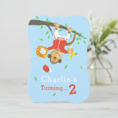 Schattigee Honkbal Monkey Boys Verjaardagsfeest Kaart (Staand voorkant)