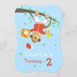 Schattigee Honkbal Monkey Boys Verjaardagsfeest Kaart