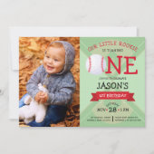 Schattigee Honkbal Pitch & Ribbon Foto 1e verjaard Kaart (Voorkant)