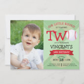 Schattigee Honkbal Pitch & Ribbon Foto 2e verjaard Kaart (Voorkant)