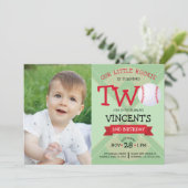 Schattigee Honkbal Pitch & Ribbon Foto 2e verjaard Kaart (Staand voorkant)