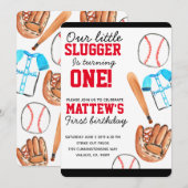 Schattigee honkbalsport verjaardagsfeestuitnodigin kaart (Voorkant / Achterkant)