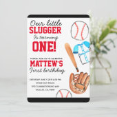 Schattigee honkbalsport verjaardagsfeestuitnodigin kaart (Staand voorkant)