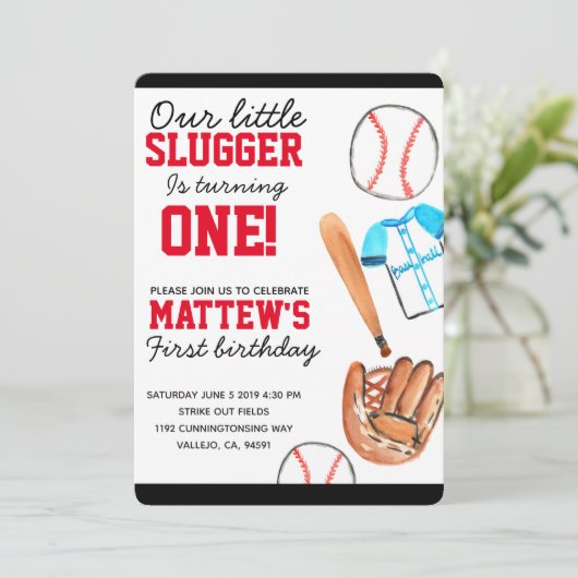 Schattigee honkbalsport verjaardagsfeestuitnodigin kaart (Staand voorkant)